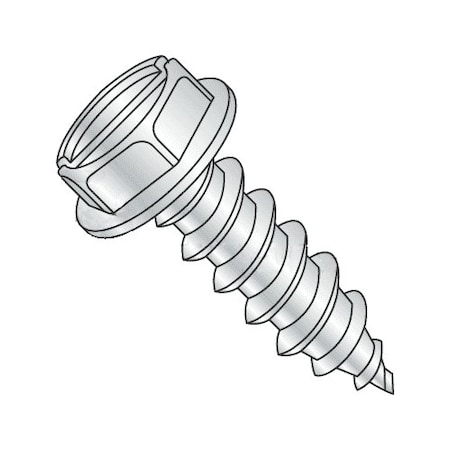 Sheet Metal Screw, #12-14 X 2 In, Zinc Plated Steel Hex Head Slotted Drive, 1200 PK